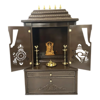 Divya Kosh Teak Wood Mandap (Choco Brown) side angle open door view