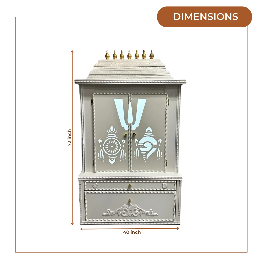 Divya Kosh Teak Wood Mandap (White) dimensions