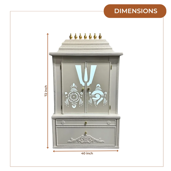 Divya Kosh Teak Wood Mandap (White) dimensions