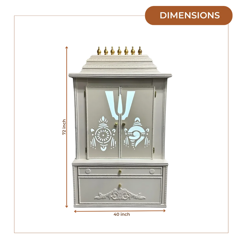 Divya Kosh Teak Wood Mandap (White) dimensions