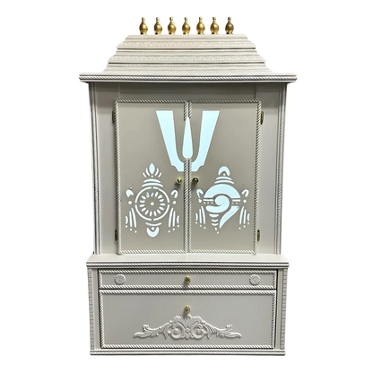 Divya Kosh Teak Wood Mandap (White) front view
