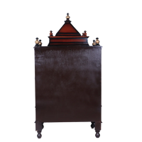 Back view of Divya Nivas Medium Floor Rested Pooja Mandir With Door (Brown Gold)