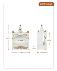 Divya Prakostha Pooja Mandir Wall Mount without Door (White Gold) (Limited Edition) dimensions