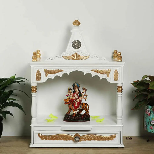 Divya Prakostha Pooja Mandir Wall Mount without Door (White Gold) (Limited Edition)