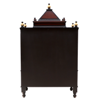 Divya Darshan Floor Rested Pooja Mandir/Wooden temple with doors for home in Brown Gold color back view
