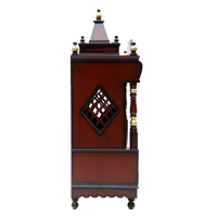 Divya Darshan Floor Rested Pooja Mandir/Wooden temple with doors for home in Brown Gold color side view featuring jali design and Pillars