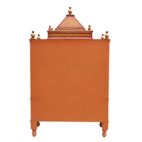 Divya Darshan Floor Rested Pooja Mandir/Wooden temple with Door for home in Teak Gold color back view