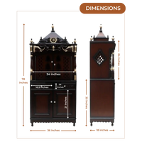 Divya Dham Large Floor Rested Pooja Mandap with Door (Brown Gold) Lifestyle Image