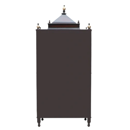 Divya Dham Large Floor Rested Pooja Mandap/Wooden temple with doors for home in Brown Gold color back view