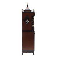 Divya Dham Large Floor Rested Pooja Mandap/Wooden temple with doors for home in Brown Gold color side view featuring jali design and Pillars
