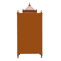 Divya Dham Large Floor Rested Pooja Mandap/Wooden temple with doors for home in Teak Gold color back view