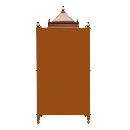 Divya Dham Large Floor Rested Pooja Mandap/Wooden temple with doors for home in Teak Gold color back view