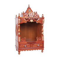 Divya Nivas Medium Floor Rested Pooja Mandir (Teak Gold )side angle 