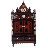 Divya Nivas Medium Floor Rested Pooja Mandir With Door (Brown Gold) front view