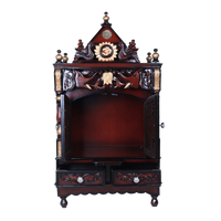 Divya Nivas Medium Floor Rested Pooja Mandir With Door (Brown Gold) front view open 