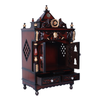 Divya Nivas Medium Floor Rested Pooja Mandir With Door (Brown Gold) side angle  open 