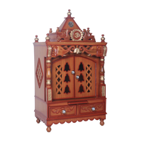 Divya Nivas Medium Floor Rested Pooja Mandir With Door (Teak Gold ) side angle 