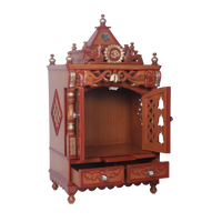 Divya Nivas Medium Floor Rested Pooja Mandir With Door (Teak Gold ) side angle open