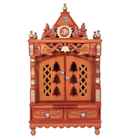 Divya Nivas Medium Floor Rested Pooja Mandir with Door (Teak Gold) front view
