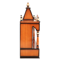 Divya Prakostha Pooja Mandir Wall Mount Pooja Mandir/Wooden temple for home in Brown Gold color side view featuring jali design and Pillars