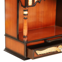Divya Prakostha Pooja Mandir Wall Mount Pooja Mandir/Wooden temple for home in Brown Gold color zoom view open drawers