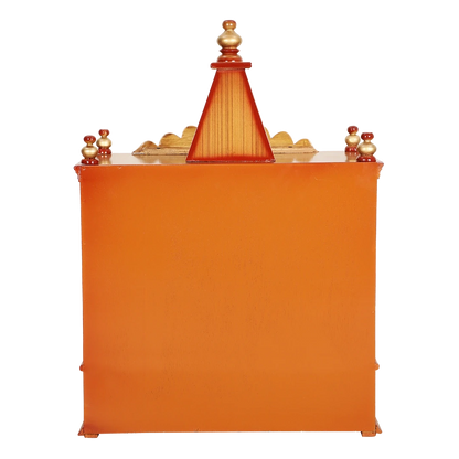 Divya Prakostha Pooja Mandir Wall Mount Pooja Mandir/Wooden temple for home in Teak Gold color back view