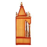 Divya Prakostha Pooja Mandir Wall Mount Pooja Mandir/Wooden temple for home in Teak Gold color side view featuring jali design and Pillars