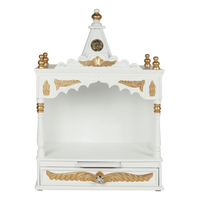 Divya Prakostha Pooja Mandir Wall Mount Pooja Mandir/Wooden temple for home in White Gold color front view