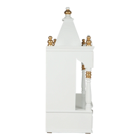 Divya Prakostha Pooja Mandir Wall Mount Pooja Mandir/Wooden temple for home in White Gold color side view featuring jali design and Pillars