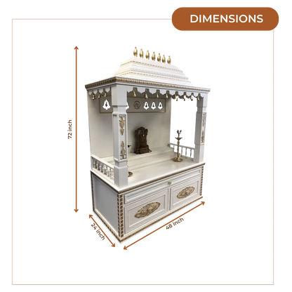 Divyam Teak Wood Mandap (White) dimensions
