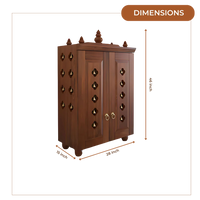 Divyana Pooja Mandir with Door (Teak) Dimensions