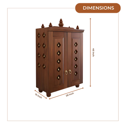 Divyana Pooja Mandir with Door (Teak) Dimensions