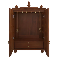 Divyana Pooja Mandir with Door (Teak) open door front view