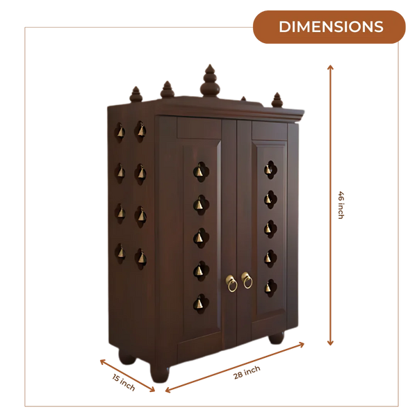 Divyana Pooja Mandir with Door (Wenge) Dimensions