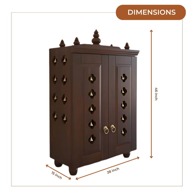 Divyana Pooja Mandir with Door (Wenge) Dimensions