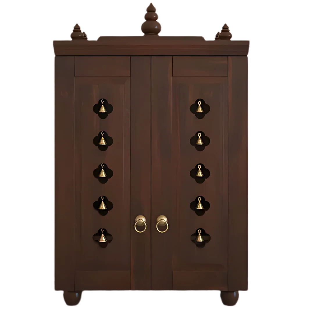 Divyana Floor Rested Pooja Mandir with Door - Wenge