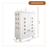 Divyana Pooja Mandir with Door (White) Dimensions