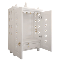 Divyana  Pooja Mandir with Door (White) open door view