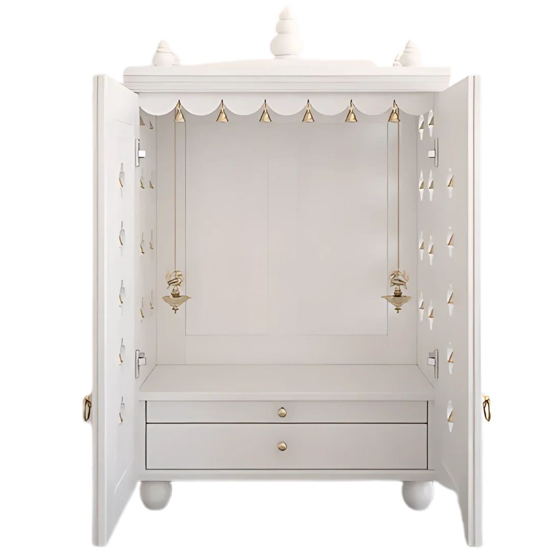 Divyana  Pooja Mandir with Door (White)