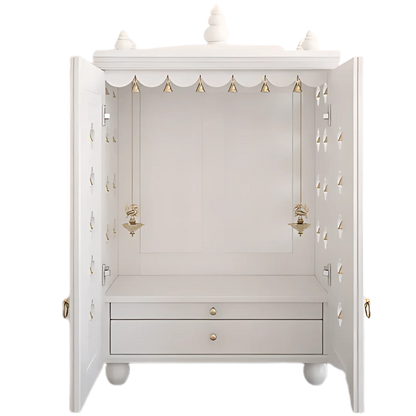 Divyana  Pooja Mandir with Door (White)