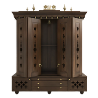 Divyasthal Teak Wood Pooja Mandap with Door (Wenge) pen door view