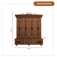 Divyasthal Teak Wood Pooja Mandap with Door (Teak)n Dimensions