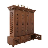 Divyasthal Teak Wood Pooja Mandap with Door (Teak) side angle