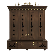 Divyasthal Teak Wood Pooja Mandap with Door (Wenge) Open view