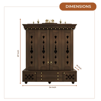Divyasthal Teak Wood Pooja Mandap with Door (Wenge) Dimensions