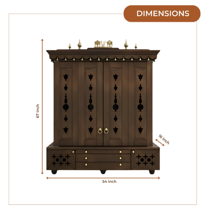 Divyasthal Teak Wood Pooja Mandap with Door (Wenge) Dimensions