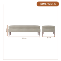 Eden Teak Wood Ottaman Bench (Grey) dimensions