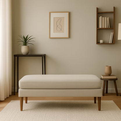 Eden Teak Wood Ottaman Bench (Grey) lifestyel view