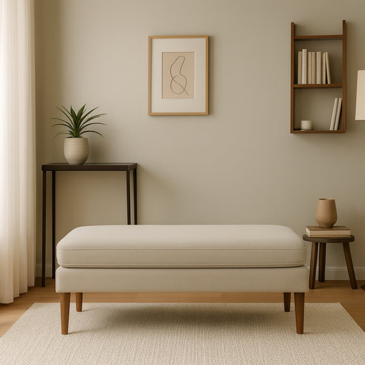 Eden Teak Wood Ottaman Bench (Grey) lifestyel view