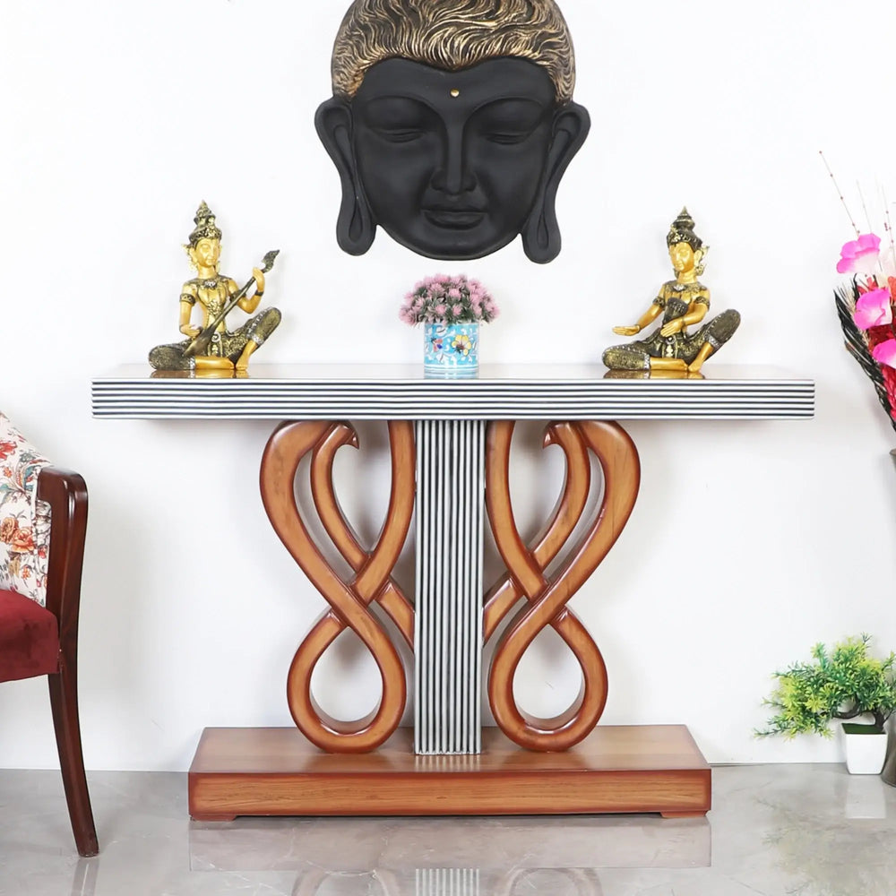 Eleganza Solid Wood Console Table (Teak) lifestyel view
